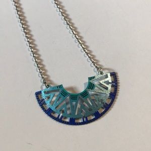 Blue Laser Cut Silver Necklace